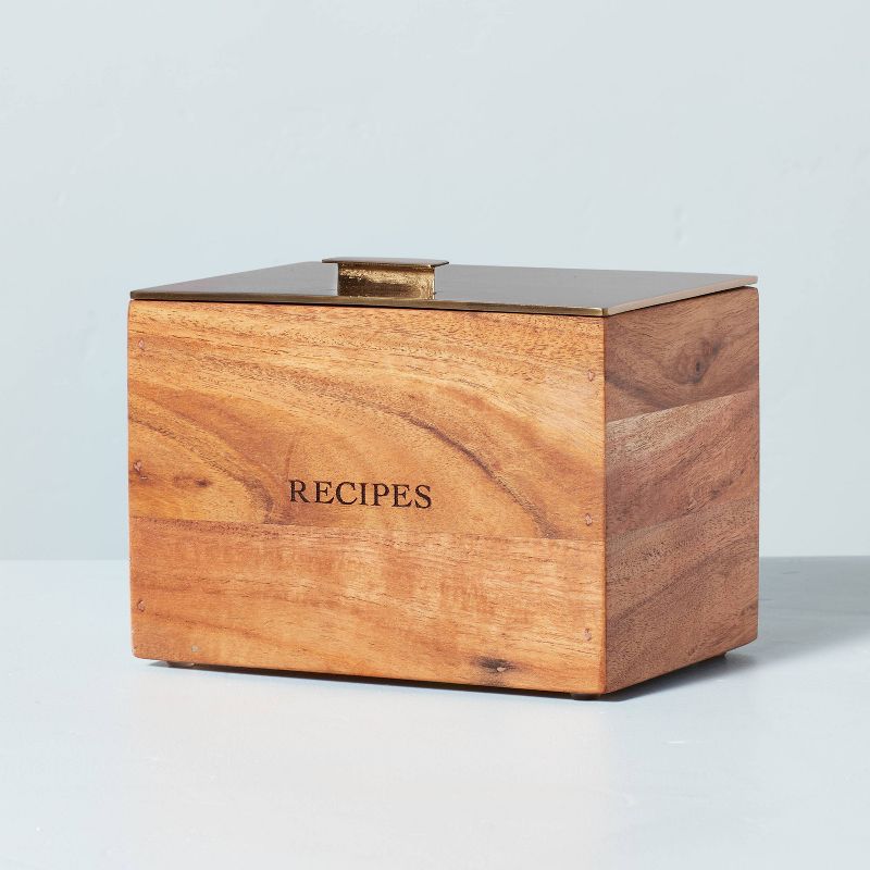 Wood Recipe Box with Metal Lid - Hearth &#38; Hand&#8482; with Magnolia, 1 of 11