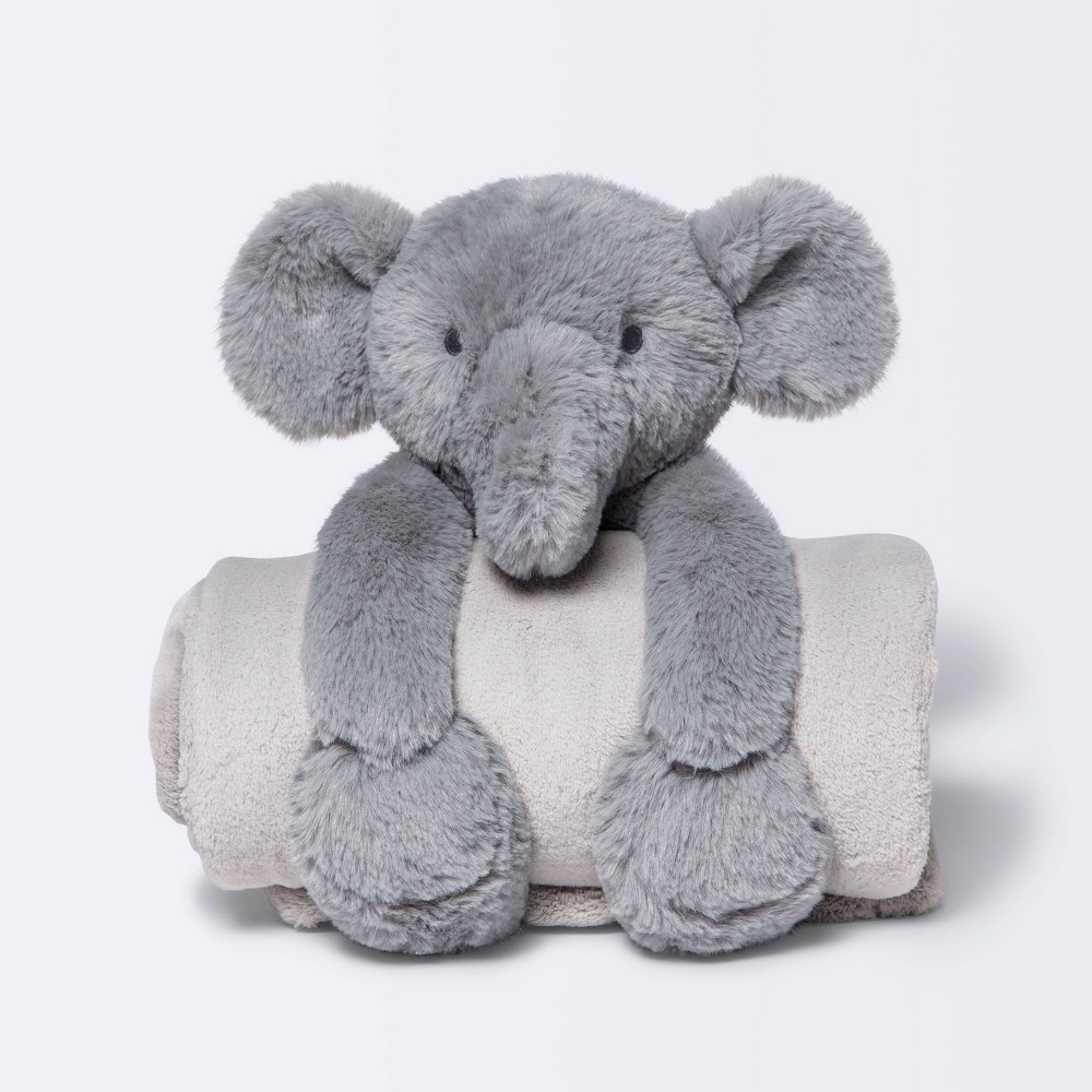 Photos - Soft Toy Plush Blanket with  - Cloud Island™ Gray Elephant