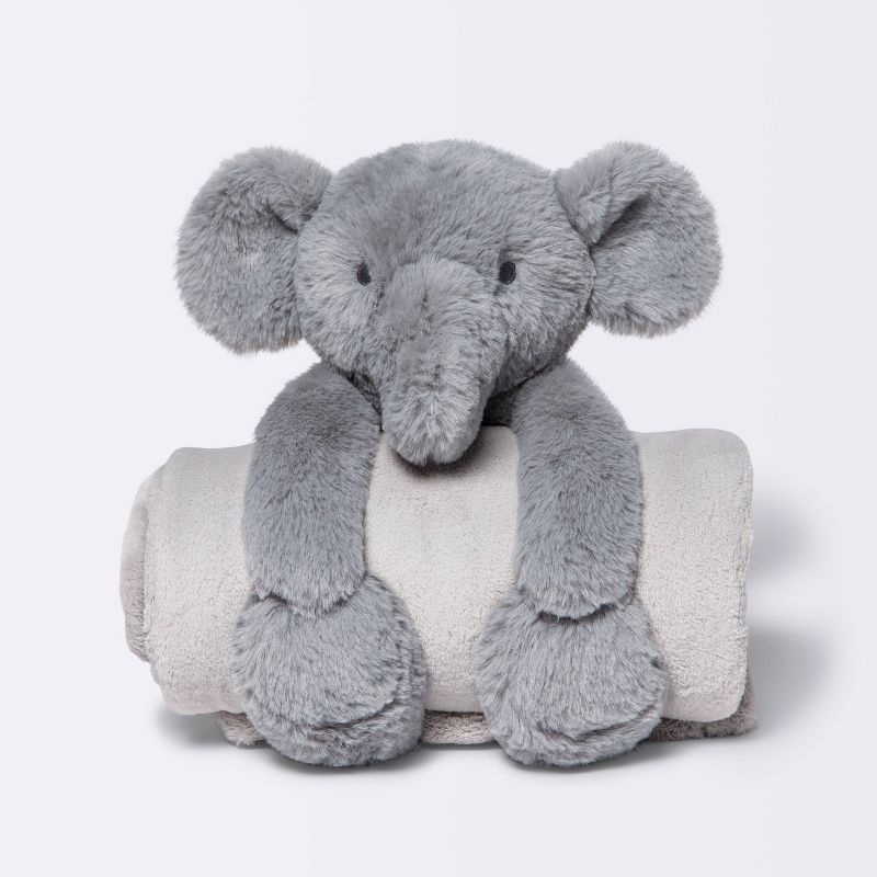 Plush Blanket with Soft Toy - Cloud Island&#8482; Gray Elephant, 1 of 8