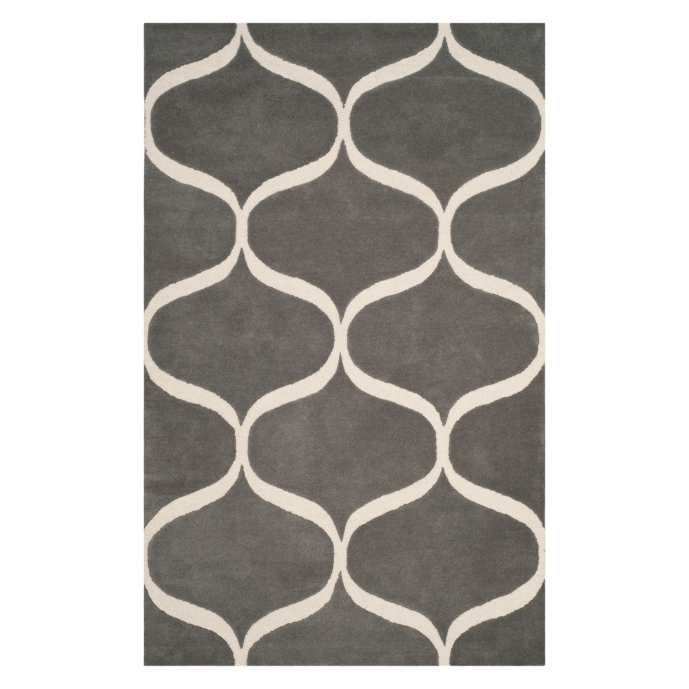 5'x8' Brittany Geometric Tufted Accent Rug Dark Gray/Ivory - Safavieh