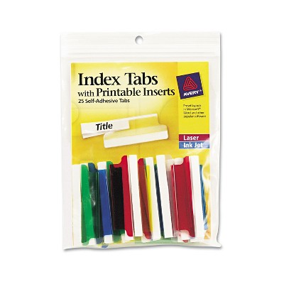 Avery Insertable Index Tabs with Printable Inserts Two Assorted Tab 25/Pack 16239