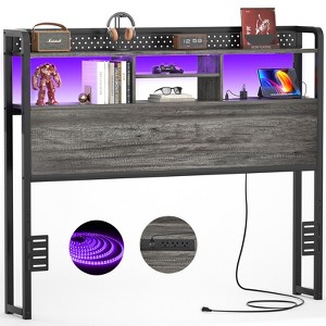 Besiost Storage Headboard with Led Lights & Charging Station - 1 of 4