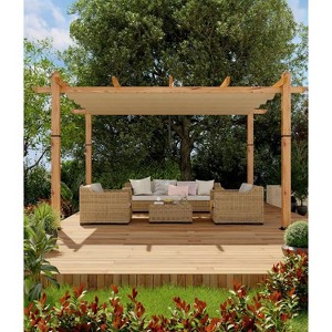 Aluminum Pergola with Adjustable Canopy, Rust-Proof Metal Gazebo, All-Weather & UV-Resistant Outdoor Shelter - 1 of 4