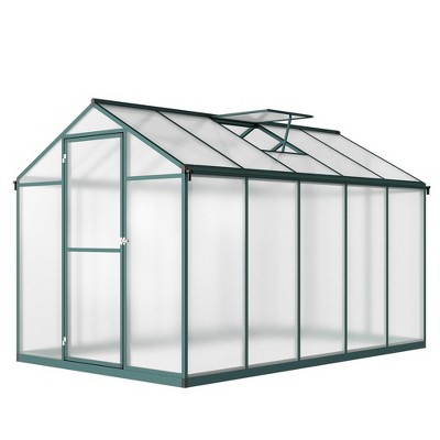 6x10 FT Greenhouse for Outdoors, Polycarbonate Greenhouse with Quick Setup Structure and Roof Vent