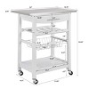 Syemin Kitchen Carts and Islands Mobile Rolling Kitchen Island Trolley Serving Cart Mobile Kitchen Storage Islands, White, 30"*15.75"*33.35" - 3 of 4