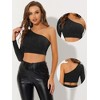 Allegra K Women's Party Glitter Metallic Slim Fitted One Shoulder T-Shirt - 2 of 4