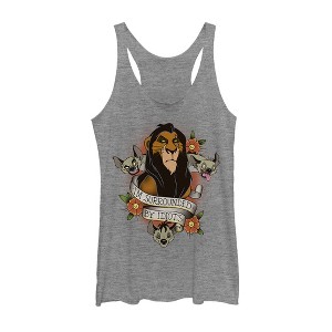 Women's Lion King Scar Surrounded By Idiots Tattoo Racerback Tank Top - 1 of 3