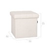 Seville Classics White Boucle Cushioned Textured Fabric Storage Ottoman - 3 of 4