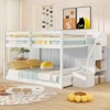 Costway Full Over Full Low Bunk Bed with Storage Stairs with Full-length Guardrails - 2 of 4