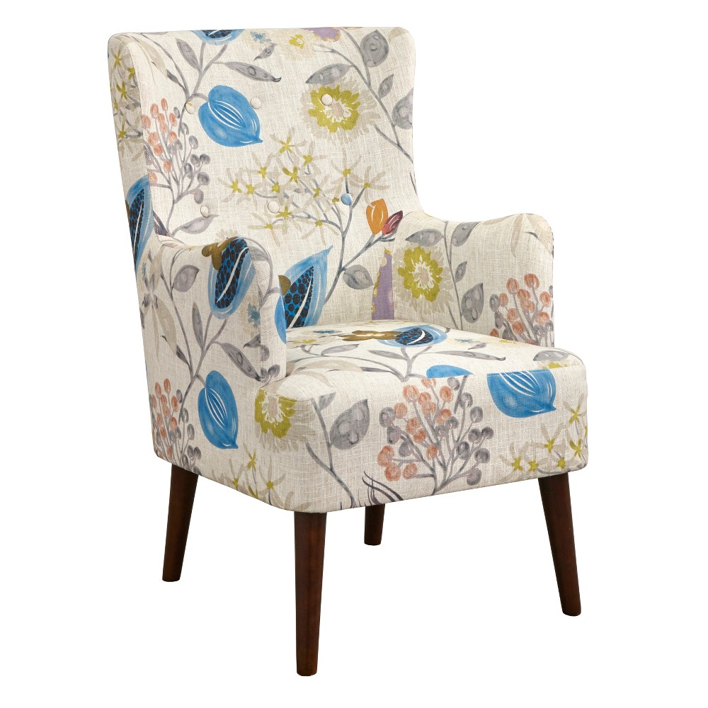 Photos - Chair Jane  Floral Pop - angelo:HOME: Soft Tufted Back, Walnut Legs, Linen