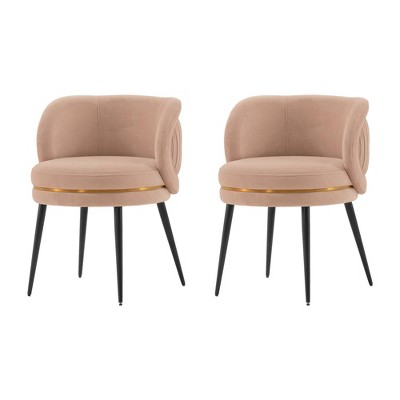 Set of 2 Kaya Modern Pleated Velvet Upholstered Dining Chairs - Manhattan Comfort