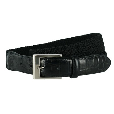 Ctm Men's Big & Tall Braided Elastic Stretch Belt With Croc Print