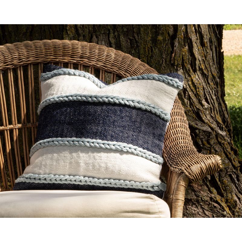 Striped Hand Woven Outdoor Decorative Throw Pillow with Pulled Yarn Accents - Foreside Home & Garden, 6 of 7