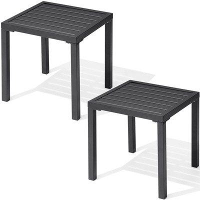 Crestlive Products Outdoor 16in Side Table Small Metal Square End Table Easy Assemble Weather Resistant Ideal