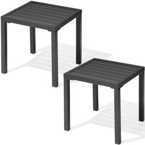 Crestlive Products Outdoor 16in Side Table Small Metal Square End Table Easy Assemble Weather Resistant Ideal - 1 of 4