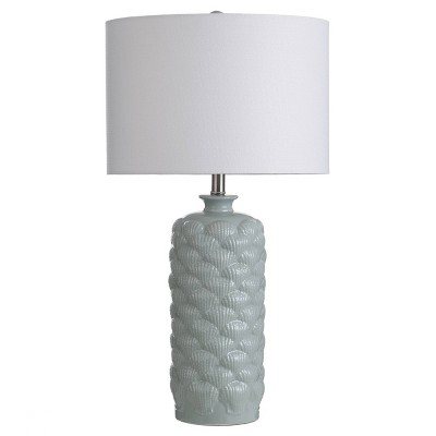 Round Textured Ceramic Table Lamp Light Blue - StyleCraft