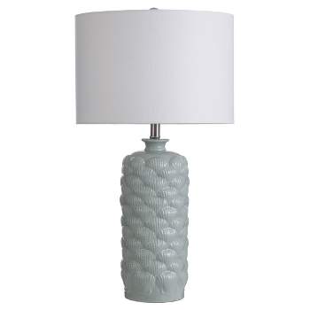 Round Textured Ceramic Table Lamp Light Blue - StyleCraft