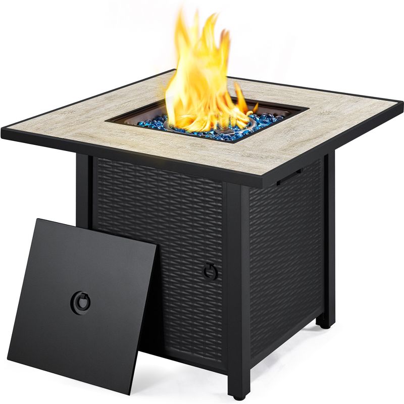 Yaheetech Gas Fire Pit Table Square with Ceramic Tabletop Outdoor, 2 of 7