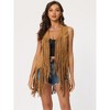 INSPIRE CHIC Women's Faux Suede Casual Sleeveless Tassels Open Front Cardigan - 3 of 4