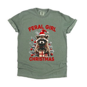Simply Sage Market Women's Feral Girl Christmas Short Sleeve Garment Dyed Tee - 1 of 4