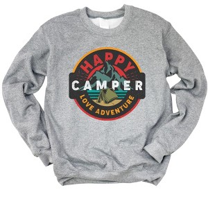 Simply Sage Market Women's Happy Camper Badge Gildan Sweatshirt - 1 of 2