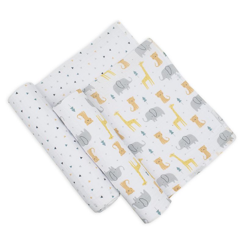 Living Textiles|2pk Muslin Swaddle Blankets - Animal Parade, 1 of 2