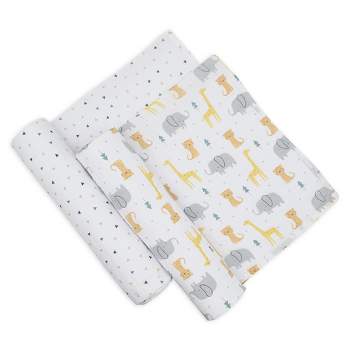 Living Textiles|2pk Muslin Swaddle Blankets - Animal Parade