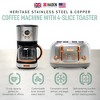 Haden Heritage 4 Slice Wide Slot Stainless Steel Toaster Bundled with 12 Cup Programmable Drip Coffee Maker Coffee Machine, Steel & Copper - 2 of 4