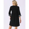 INSPIRE CHIC Women's Contrast Color Babydoll V Neck 3/4 Sleeves Loose Fit Flowy Beach Dress with Pocket - 4 of 4
