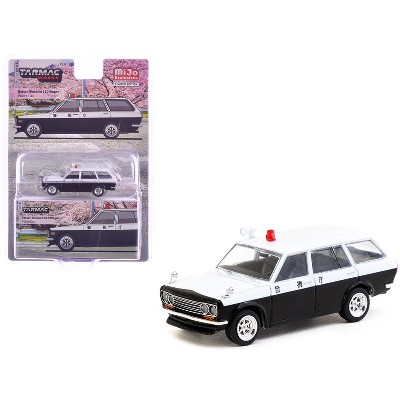 Datsun Bluebird 510 Wagon "Japan Police Car" Black and White "Global64" Series 1/64 Diecast Model by Tarmac Works