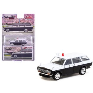 Datsun Bluebird 510 Wagon "Japan Police Car" Black and White "Global64" Series 1/64 Diecast Model by Tarmac Works - 1 of 4