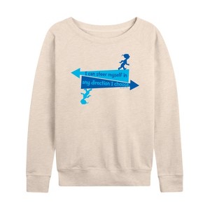Women's - Dr. Seuss - You Can Steer Yourself Lightweight French Terry Wide Neck Long Sleeve Shirt - 1 of 4