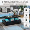 Tangkula LED Coffee Table Modern High Gloss Coffee Table w/ 20-Color LED Lights Adjustable Speed Brightness & Remote Control White/Black - 4 of 4
