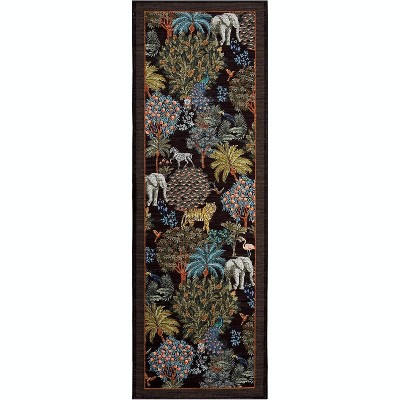 Jungle Print Washable Rug - Non-Slip Low Pile Stain Resistant Carpet for Living Room, Bedroom, Nursery, Playroom