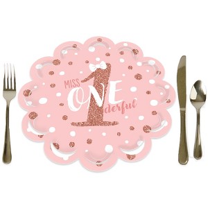 Big Dot of Happiness 1st Birthday Little Miss Onederful - Girl First Birthday Party Round Table Decorations - Paper Chargers - Place Setting For 12 - 1 of 4