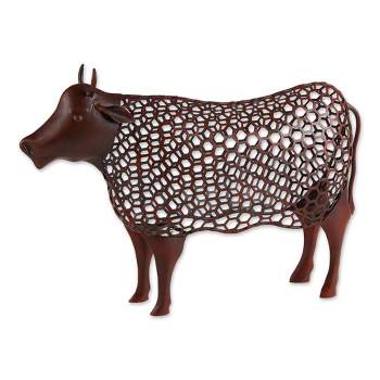 12" Iron Chicken Wire Cow Sculpture Brown - Zingz & Thingz
