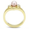 Slickblue Women's Stainless Steel Ring with IP Gold Finish and Rose Synthetic Pearl, Size 5-10 - 3 of 4