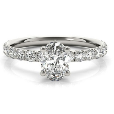 Pompeii3 1 1/2Ct Oval Diamond Engagement Ring 14k White Yellow or Rose Gold Lab Created