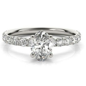 Pompeii3 1 1/2Ct Oval Diamond Engagement Ring 14k White Yellow or Rose Gold Lab Created - 1 of 4