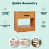 Walker Edison Modern Easy Assembly Solid Wood 1-Drawer Nightstand with Open Shelf - 3 of 4