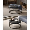 LUIZ Collection - Ottoman, Round Coffee Table, Footstool, Reversible Top, Padded Seat, Side Table, Minimalist - 3 of 4