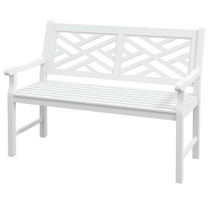 Resenkos Garden Bench, Patio Bench,43.25" Outdoor Garden Bench, Wooden Bench, Poplar Slatted Frame Furniture, White - 1 of 4