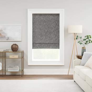 64"x39" Drew 100% Total Blackout Cordless Roman Blind and Shade Charcoal - Eclipse