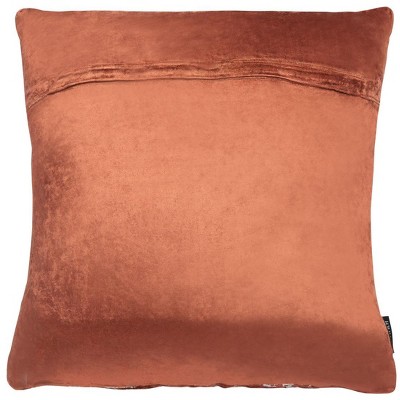 Burnt Orange Velvet Square Decorative Pillow with Silver Foil