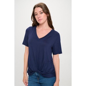 WEST K Women's Kaia Short Sleeve Twisted Knot V-Neck Slub Top - 1 of 3