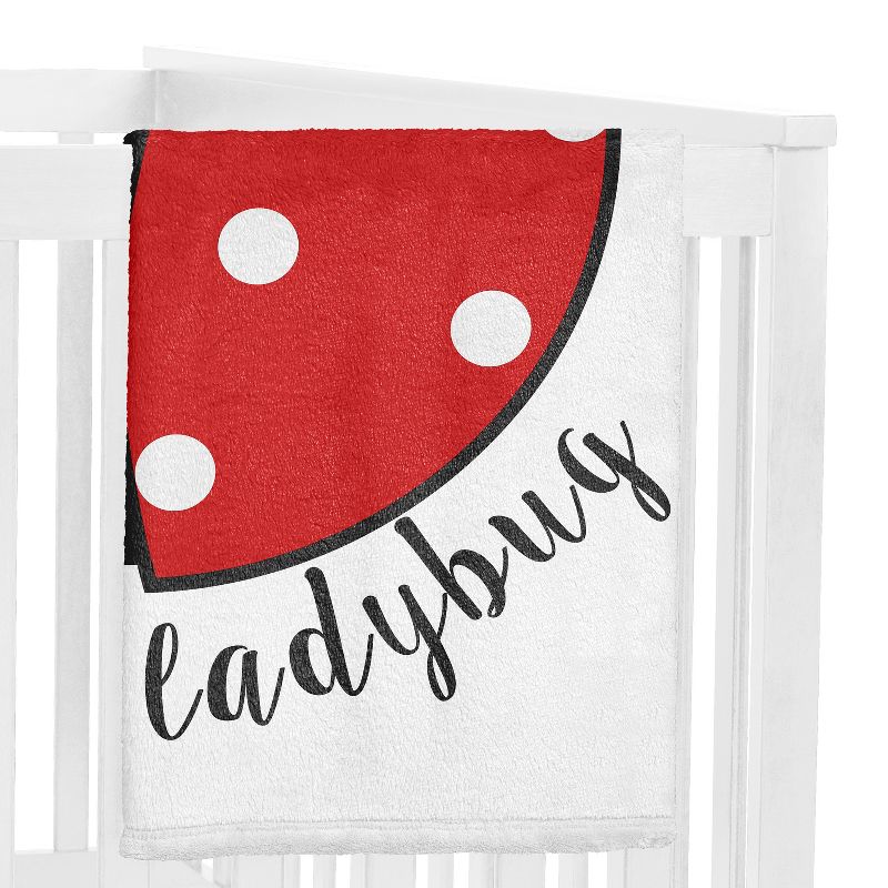 Sweet Jojo Designs Girl Baby Milestone Blanket Polka Dot Ladybug Red Black and White, 3 of 7