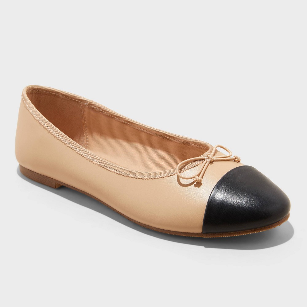 Women's Janie Ballet Flats with Memory Foam Insole - A New Day™ Tan 6