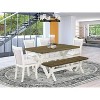 HomeStock 6-Piece Rectangle Wire Brushed Linen White Finish Solid Wood Top Dining Table with 1-Bench, 4-Chairs - 2 of 4
