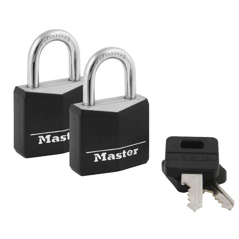 Master Lock 2pk 30mm Key Lock Black, 1 of 5