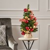 2'RED/GOLD DECORATION BURLAP TREE WITH 50 WARM WHITE LED LIGHTS-BATTERY OPERATED - 3 of 4